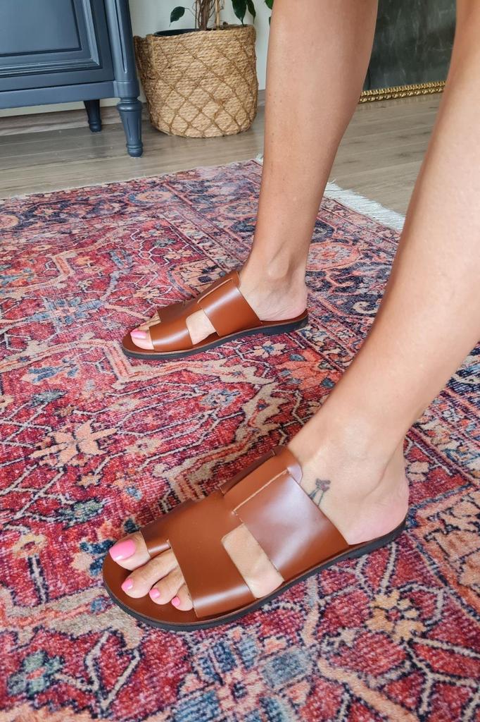 Dámské ležérní sandály na podpatku Letní boty Bodrum z pravé kůže