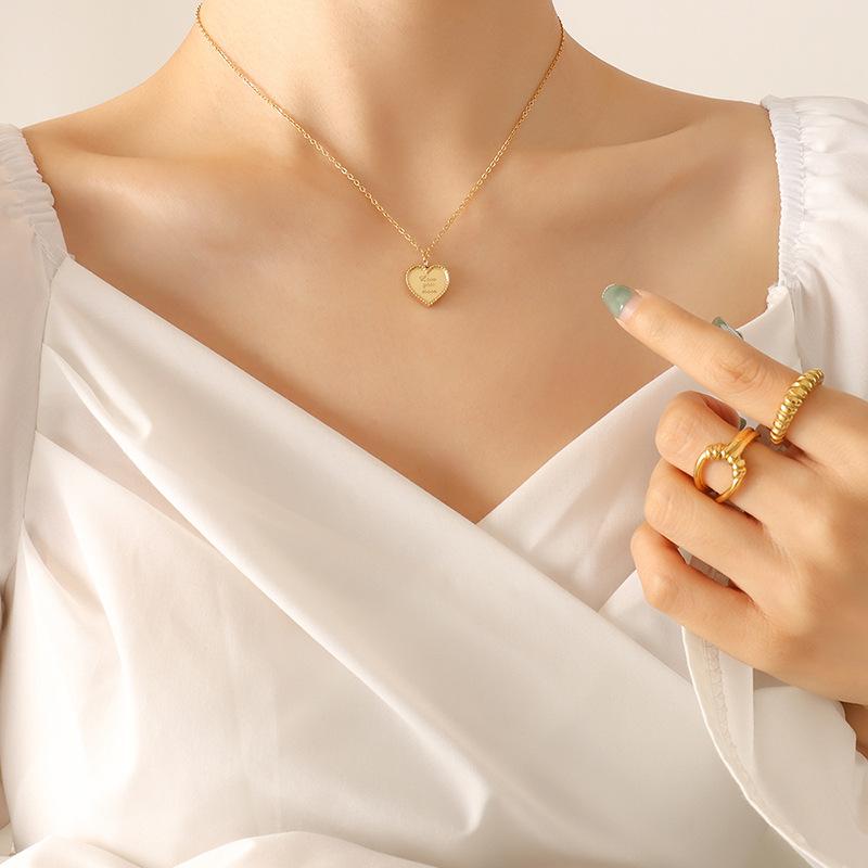 

Персонализированное ожерелье с подвеской в виде сердца из матового персика и любви, подарок паре на День святого Валентина