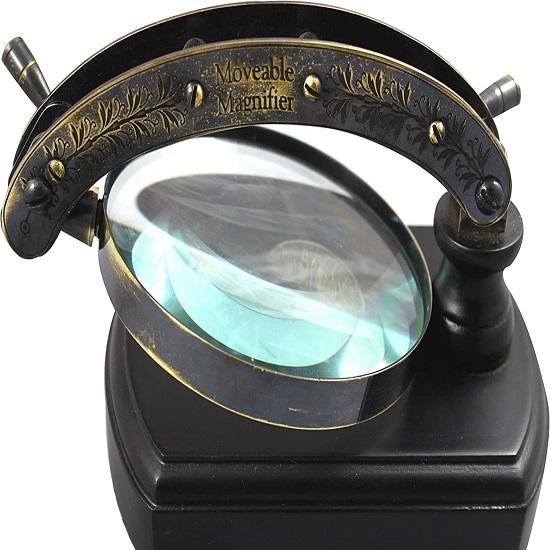 Antique Desk Magnifying Glass Vintage Map Reader Lens Brass Folding22.86 X15.24cm Brass