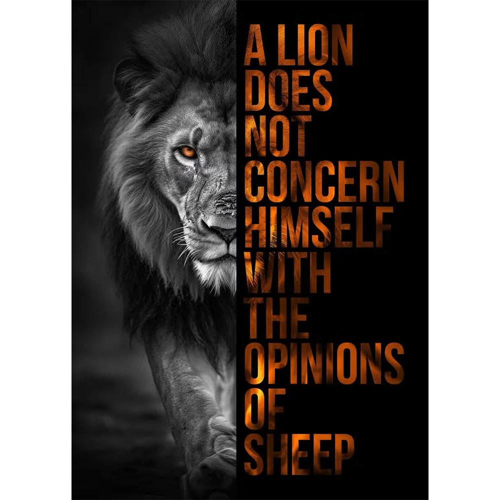 Animal Motivation Poster Panther Lion Motivational Canvas Posters Prints Canvas Painting Focus Conquer Fearless Mural Wall Decor