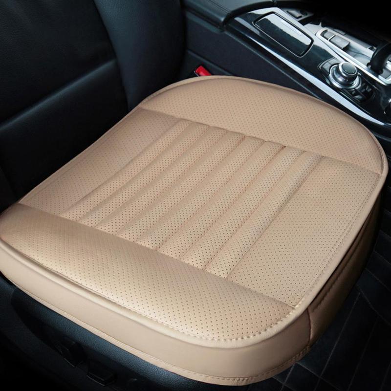 Universal Car Seat Cover Summer Breathable PU Leather Cushion Front Chair Pad Protector Auto Accessories Beige