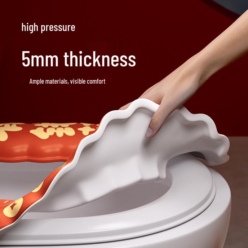 Four Seasons Waterless Washable Cartoon Toilet Seat Cushion - Thickened Wavy Design