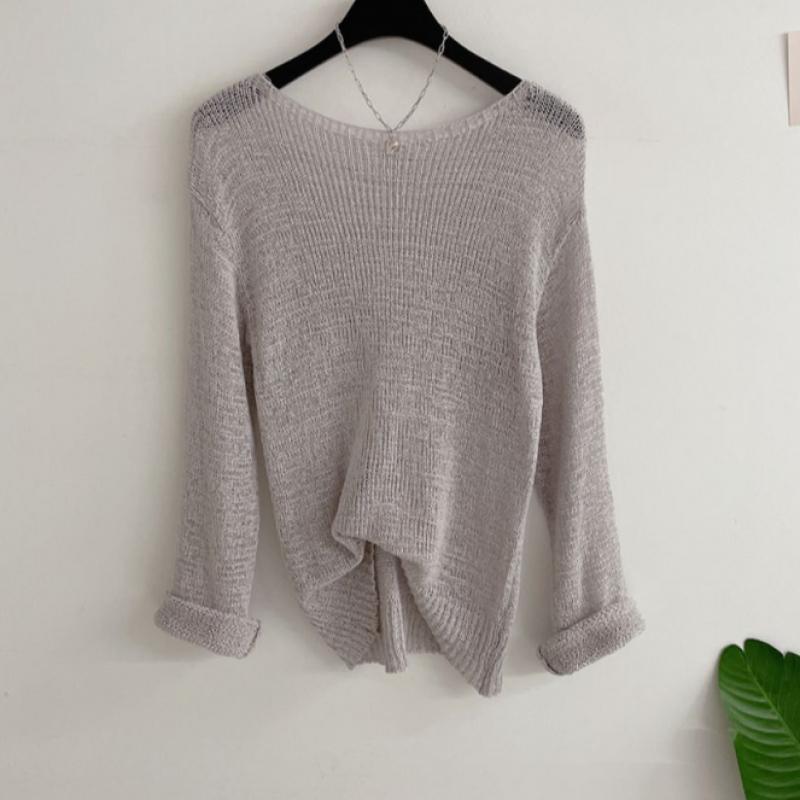 Honey J Boat Neck Summer Long Sleeve Knit 7 Color