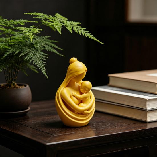 New Mom Gifts 3D Printed Abstract Mother And Baby Sculpture for Nursery Kids Room Home Decor Baby Shower Supplies