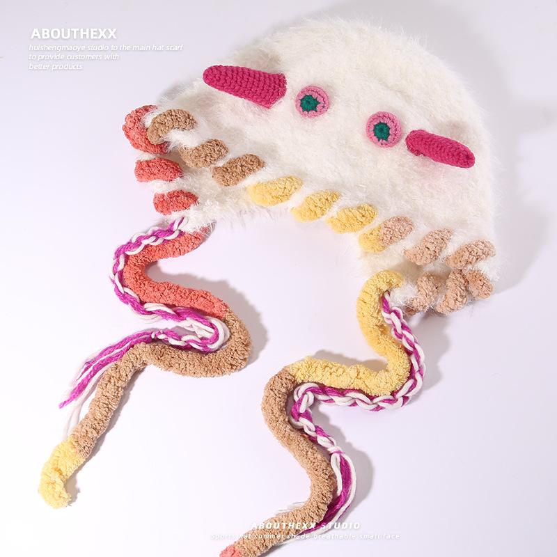 Cute Knitted Hats for Women Warm Woolen Hats for Autumn and Winter Ear Protecting Headscarves Face Enhancing Little Lei Feng Hats