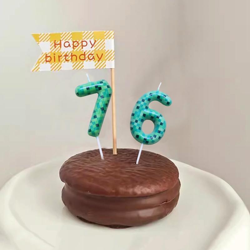 0-9 Number Candle Creative Birthday Cake Topper World Pixel Cake Candles Digital Children Baby Shower Digital Cake Decoration