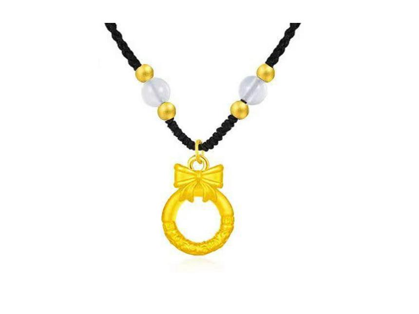 Lucky Cloud Peace Bow Necklace: Copper Gold-Plated Women's Qiankun Pendant