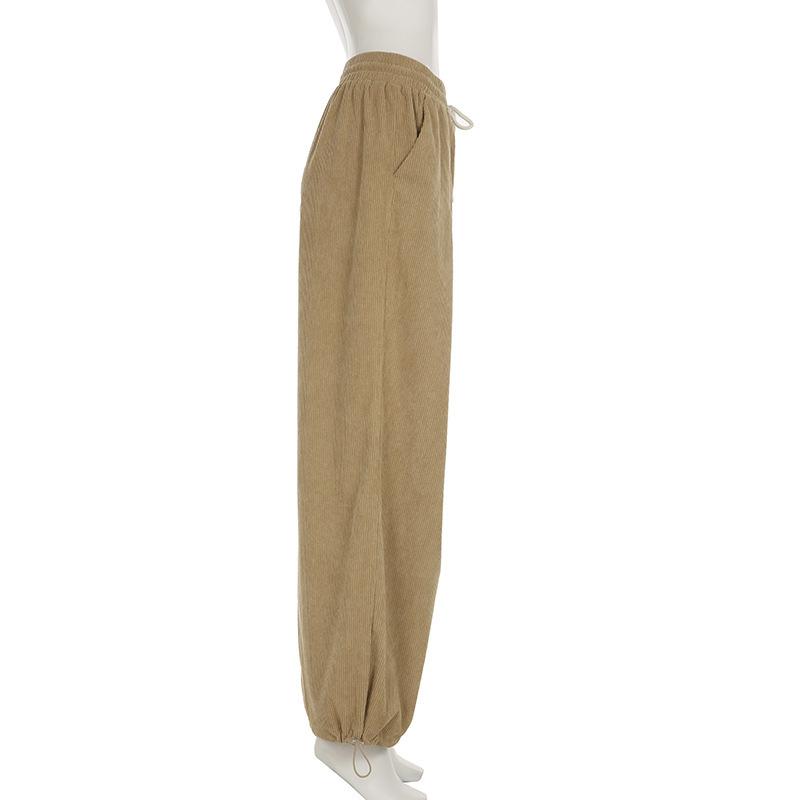 Women's Slim High Solid Color Corduroy High Waist Casual Straight Leg Pants
