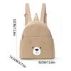 Corduroy Student Backpack With Embroidered Animal Pattern And Laptop Storage For Casual Travel