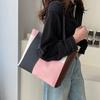 Color Block Tote Bag Large Capacity Handbag Stylish Commuter Shoulder Bag Tote Purse for Women Work Daily Life Parties Dating