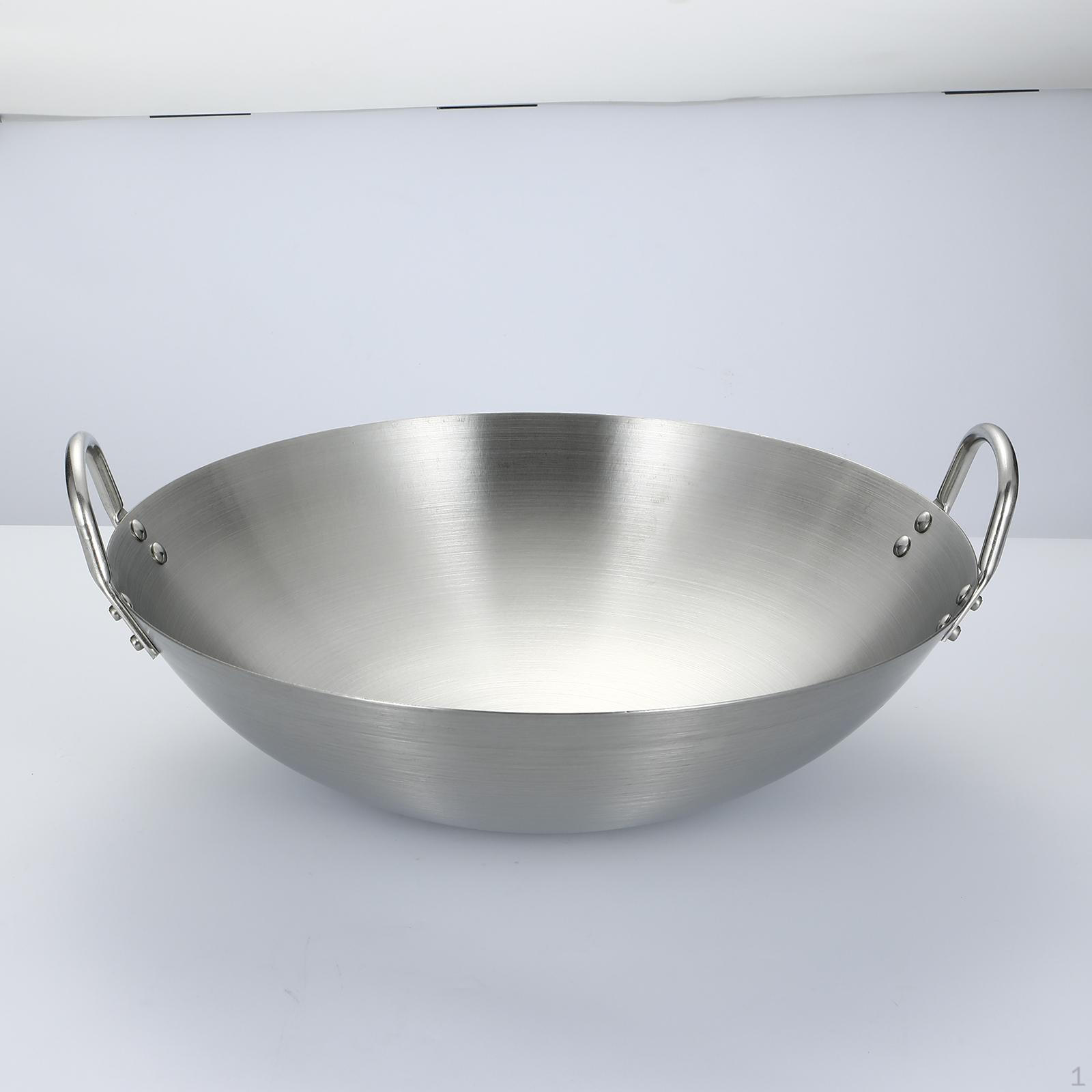 

Посуда для приготовления пищи вок из нержавеющей стали, сковорода с плоским дном для тушения, приготовления на пару, ресторан Diameter 24cm