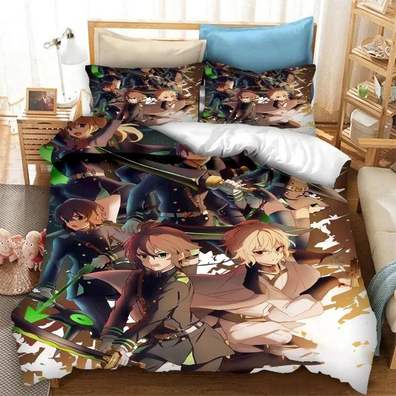 Anime Seraph Of The End Mikaela Hyakuya Bedding Collection Boys Girls Twin Queen Size Duvet Cover Pillowcase Bed Boys Adult