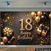 Arazzo da Parete 2D Oro Nero per il 18° Compleanno