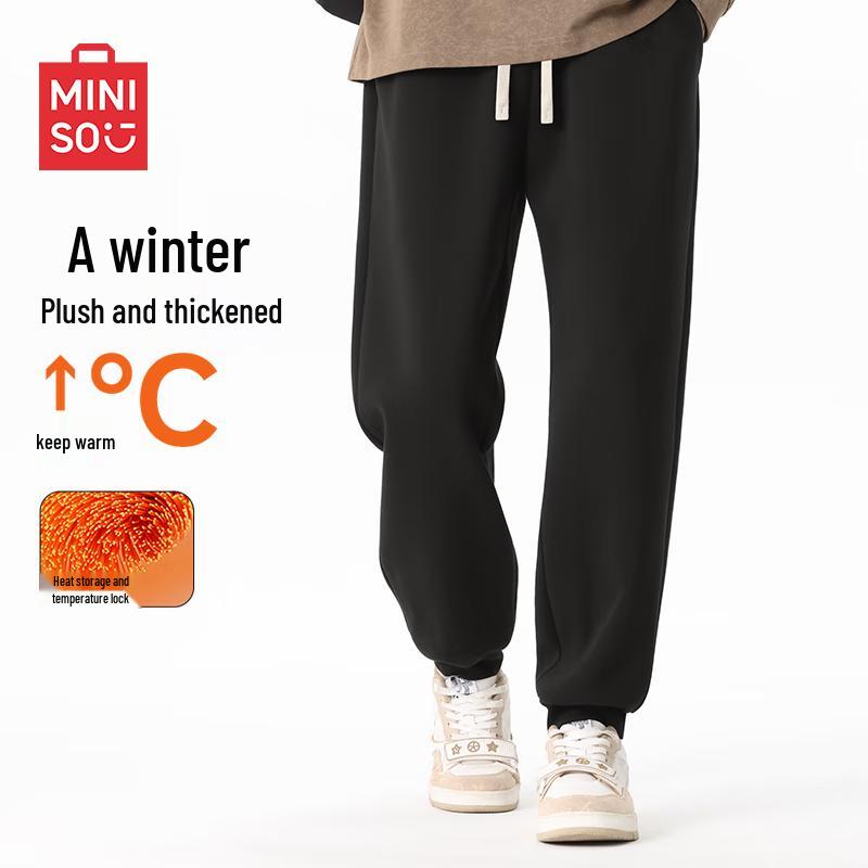 

MINISO Men s Fleece-Lined Casual Jogger Pants 2XL