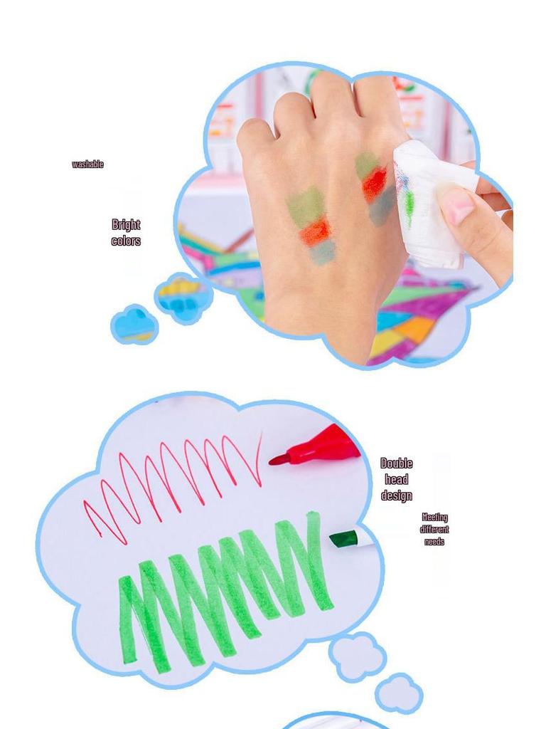 24/48-Color Double-Tip Water-Based Markers for Elementary Students' Drawing, Children's Art Supplies