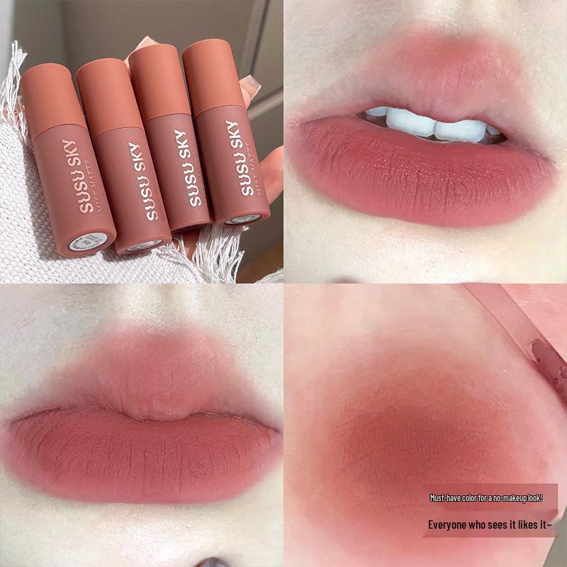 SUSU SKY Matte Lip Mud: Velvet Silky Non-Drying Gloss, Complexion Enhancer