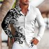 Men's Distressed Printed Long Sleeve Shirts Casual Cardigan New Button Holiday Fashion Shirts