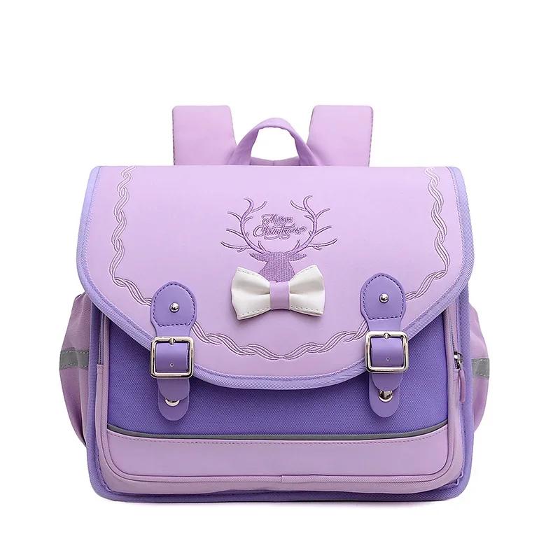 

School Bags Girls Orthopedic Backpack Cute Waterproof SchoolBag for Teenage Flip Book Bag Student Grade 1-3 Mochilas Infantil фіолетовий