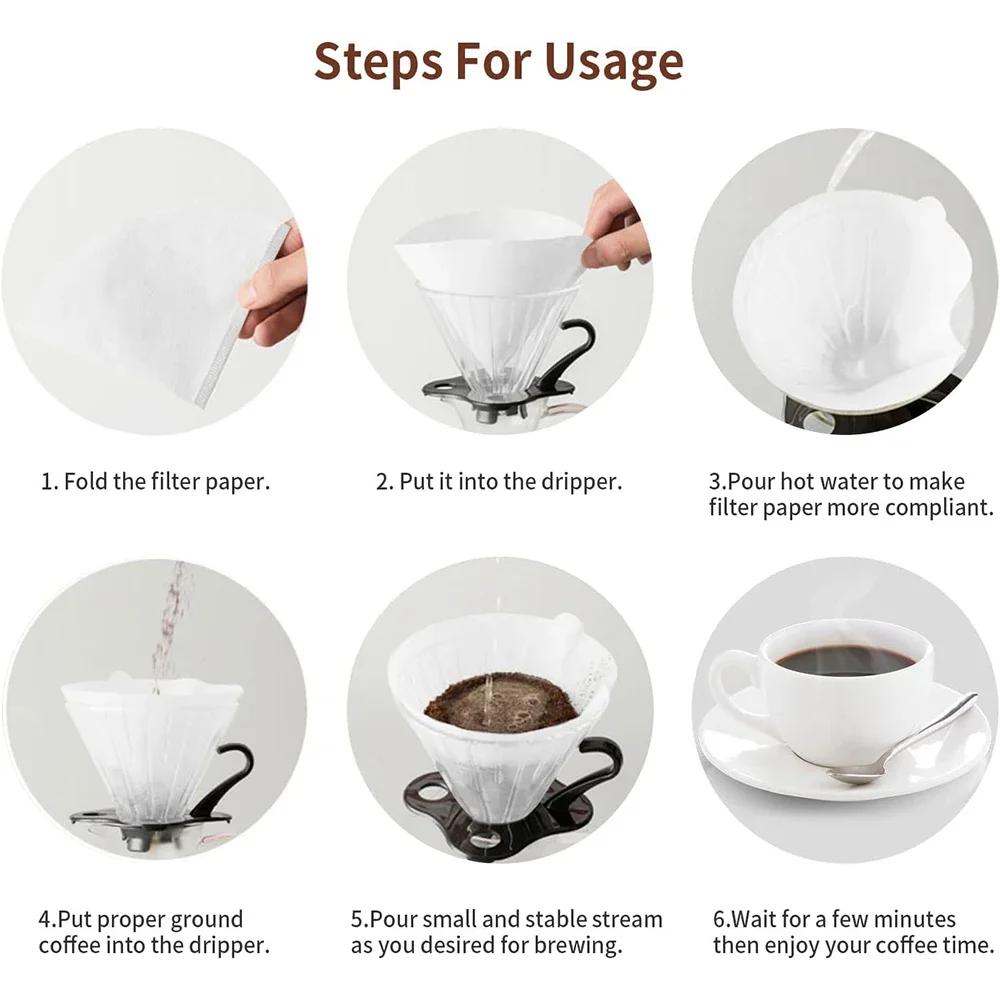 50 Pcs of Paper Coffee Filter Tipping Filter V-shaped Conical Filter Paper Drip Filter Manual Coffee Filter Paper Conical Paper