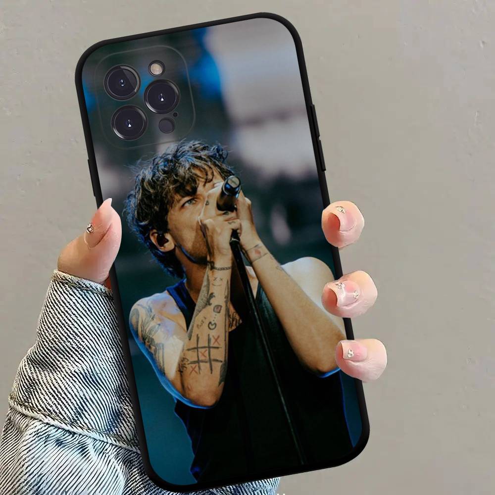 

Singer L-Louis T-Tomlinson Anime Black Soft Silicone Phone Case For Iphone17 Air 16 15 14 13 12 11 Mini Pro Max Plus iPhone 15