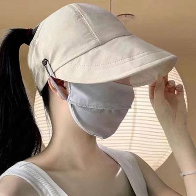 Sun Hat Adjustable Back Buckle Extended Brim Hollow Top Design Ponytail Hat Summer Outdoor Activities Sun Protection Hat