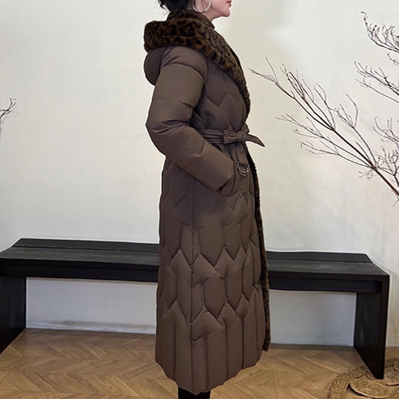 Plus Size L-7XL Fashion Winter Jackets Woman Long Parkas Hooded Faux Fur Collar Loose Thick Warm Overcoat Casual Women's Coats With Belt