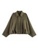 European and American Women's Fashionable Bomber Jacket with Batwing Sleeves and Zipper - Casual 2025 Style.