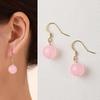 Natural Pink Crystal Earrings Cute Original Handmade Earrings Retro Chinese Simple Versatile Light Luxury Earrings