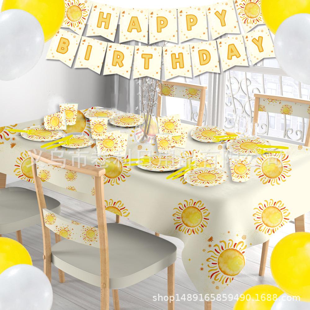 Sun Themed Party Supplies Decorative Banners Paper Plates Tissue Tablecloths Arrange Holiday Parties