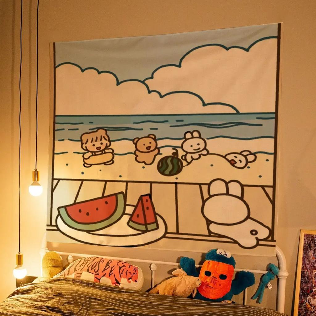 Cute Girl Children Cartoon Hanging Cloth Office Living Room Tapestry Home Wall Decoration Tapestry