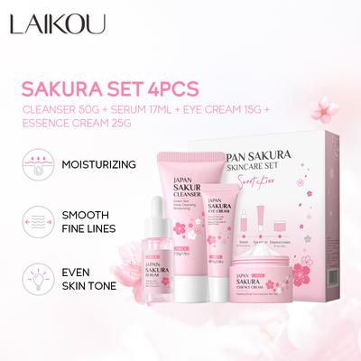 LAIKOU Sakura Luxurious Moisturizing Facial Treatment Set 4-piece Cleansing Essence Eye Cream 4-Piece Whitening and Wrinkling Recovery Set
