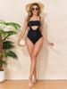 Fashion Black Two Piece Triangle Bikini Set Sexy Backless Swimsuit For Beach Vacation