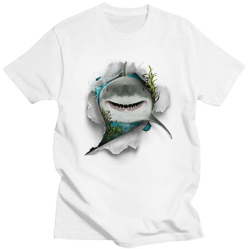 Shark Great White Shark TShirt Pure Cotton Tee Tops Streetwear O Neck Animal Lover Tshirts Casual Short Sleeve Clothing