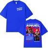Rapper Anuel AA Real Hasta La Muerte Tour 2025 neues Album T-Shirts Herren Hip Hop Gothic T-Shirts 100% Kurzarm-T-Shirt