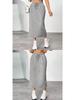 European-American Casual Elastic Waist Slit Skirt