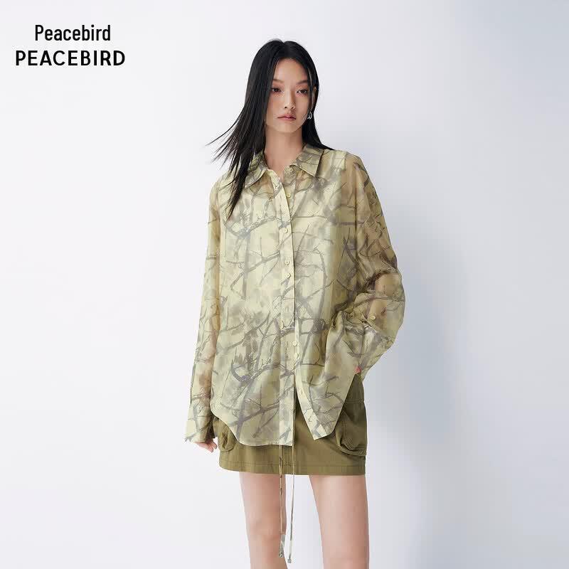 Peacebird Women s A3CAG2523 Lightweight Long-Sleeve Shirt M