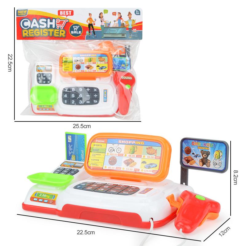 Kasse mit Licht- und Soundeffekten, simuliertes Supermarkt-Kassenmodell, Spielhausspielzeug für Kinder