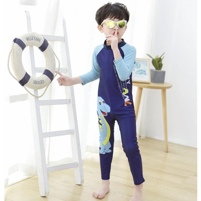 Children Swimwear Cartoon Sunscreen Long-sleeve Diving Suit For 3-11 Years Old Kids
