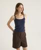 Oteumilkape Symbol Embroidered Ribbed Sleeveless Top - Navy