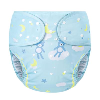 LittleForBig Adult Cloth Diaper Cover, Cute Little Dreamer Print, Adjustable Waist and Length, Snap Closure, Leak-Proof, Breathable, Washable, Blue