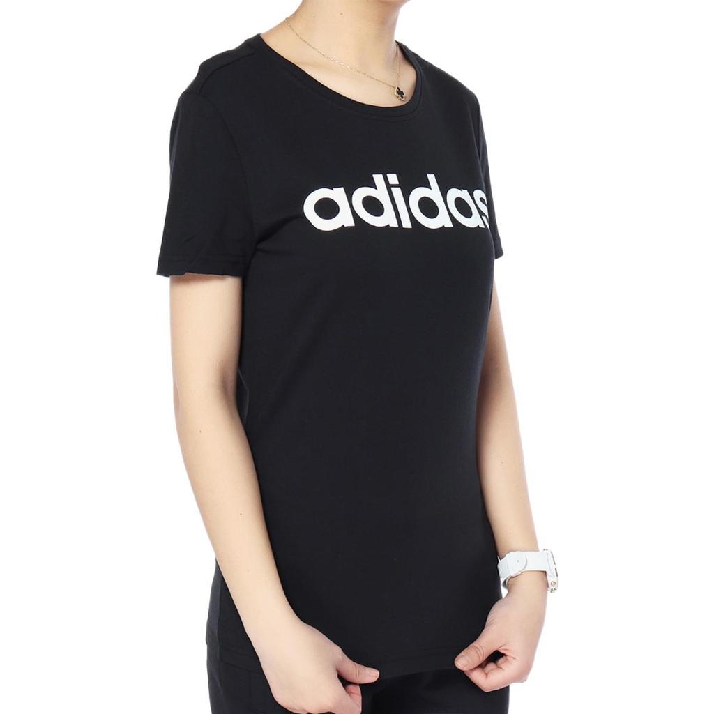 adidas Neo Letter Print T-Shirt Women Tops Black DM2064