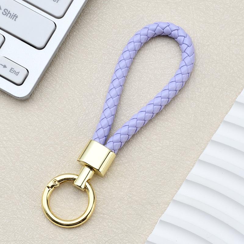 High Quality PU Braided Rope Car Keychain Simple Water Cup Pendant School Bag Keychain Motorcycle Key Ring Ring