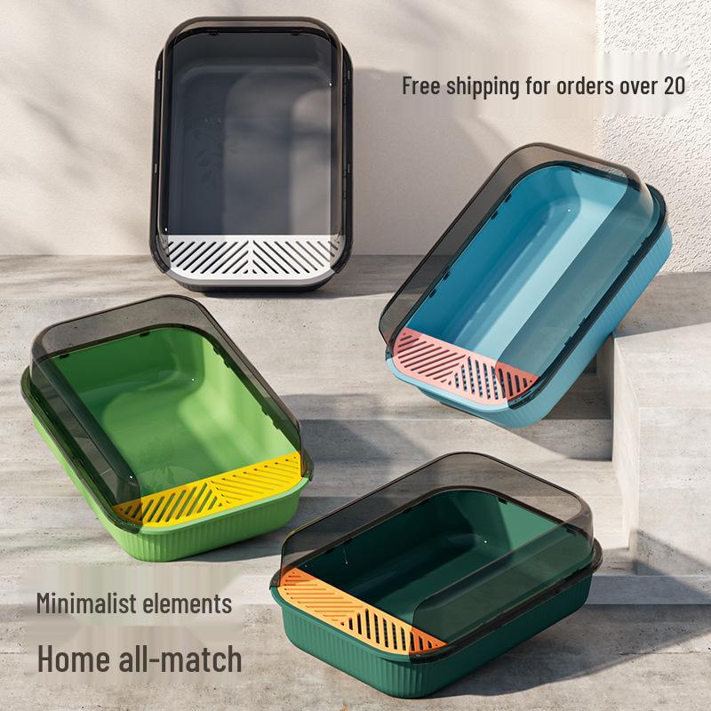 Extra Large Anti-Splash Cat Litter Box with Free Scoop