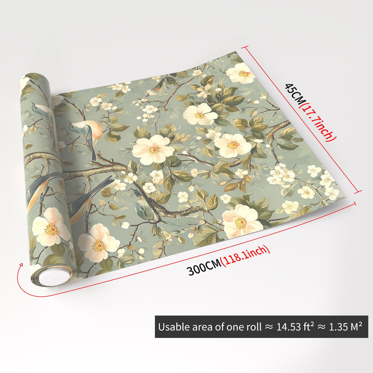 

Flower and Grass Pattern Wall Stickers 45X300cm Waterproof Self-adhesive Tile Stickers Living Room Bathroom Decorative Stickers 45X300cm