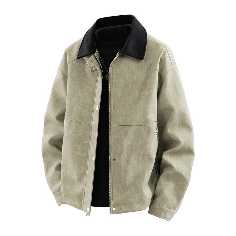 New Spring and Autumn Large-size Jacket for Men's PU Leather Jacket for Men's Color Lapel Plus Fat and Enlarged