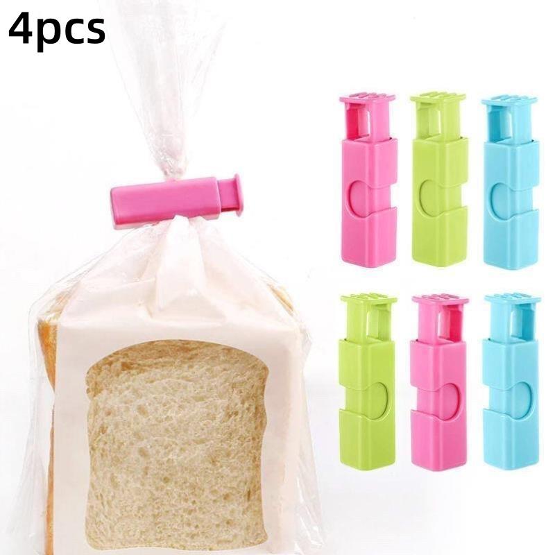 

Donzens of Food Запечатывающие зажимы для пакетов для хранения хлеба, зажимы для пакетов для закусок, пружинный зажим, многоразовый кухонный зажим для организации 4-pcs разноцветный