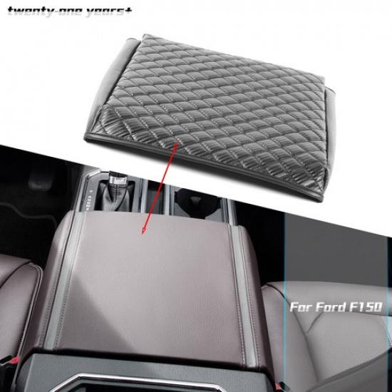 Center Console Cover Armrest Pad Protector For Ford F150 - Carbon Fiber