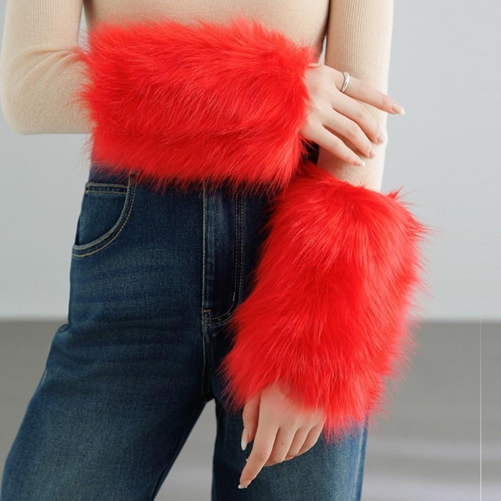 Keep Warm Arm Sleeves Warm Plush Arm Warmers Soft Winter Gloves Winter