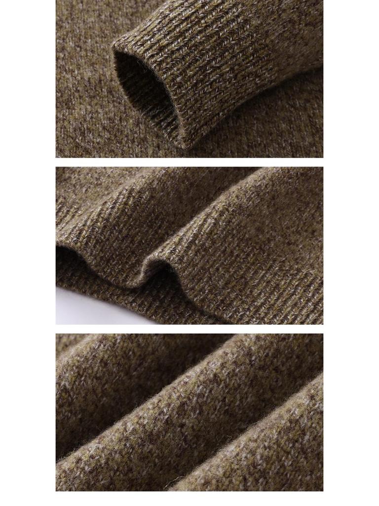 Men's Hengyuanxiang 100% Pure Wool Slub Sweater - Round Neck, Warm, Autumn/Winter 2025 Collection