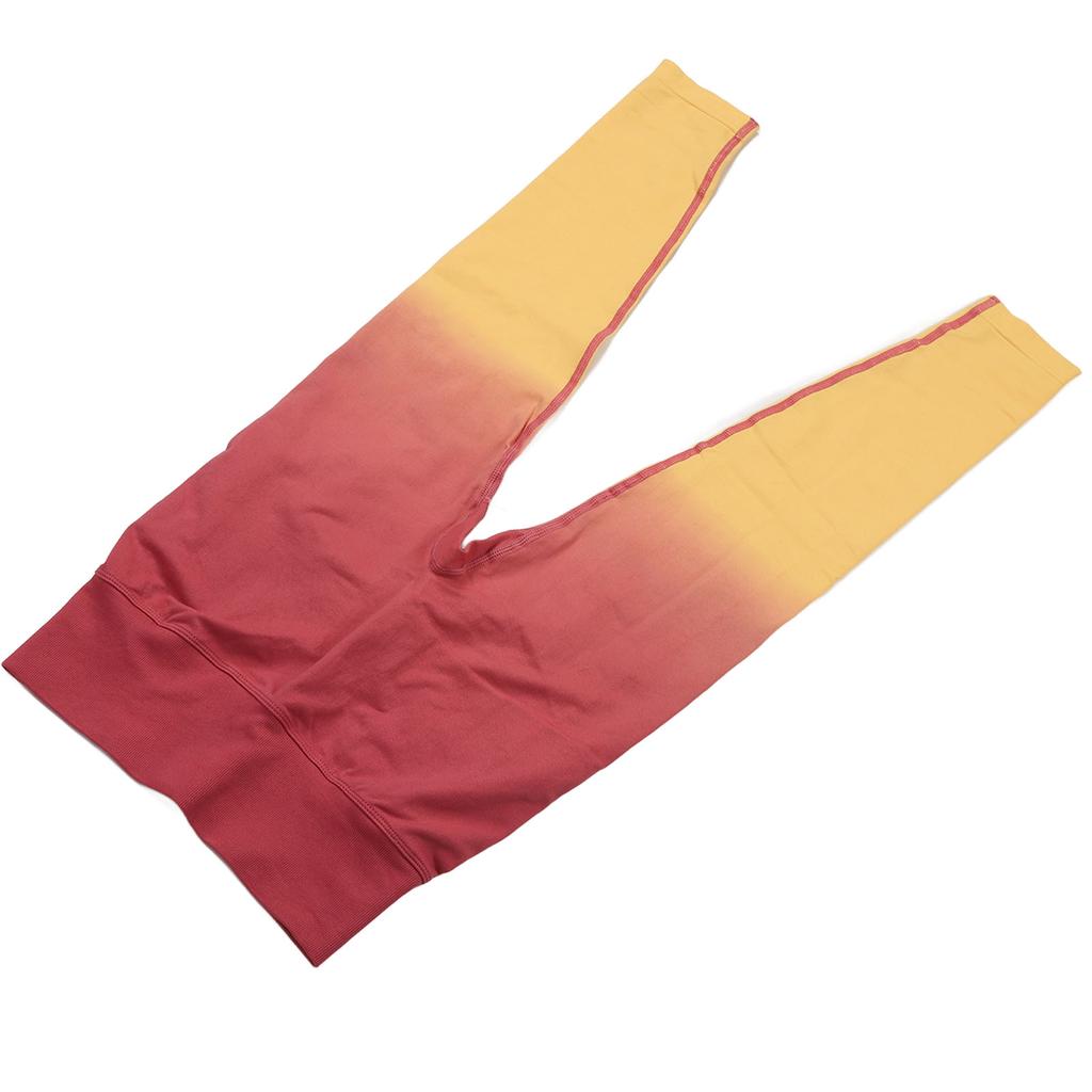 Hip Lifting Pants Yellow Pink Gradient Color L Size Fast Dry High Waisted Leggings for Women